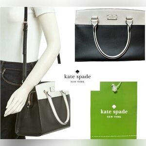 Kate Spade Grove Street Caley Crossbody Satchel Black & Cream Leather ♠️